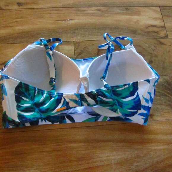 SUNSETS Blue Floral Underwire Bikini Top size 38DD - Picture 3 of 6